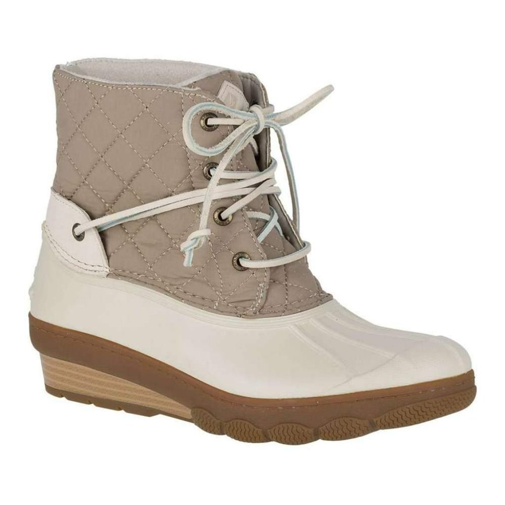 COPY - WOMEN'S SALTWATER WEDGE TIDE QUILTED NYLON DUCK BOOT IN OAT BY SPERRY
